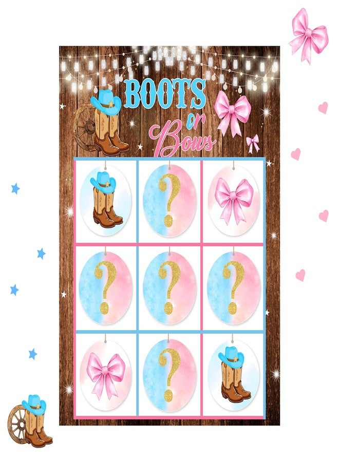 Cheerupp Boots or Bows Gender Reveal Tic Tac Toe Board Game, Cowboy Gender Reveal Ideas Games X and O Noughts and Crosses, Boy or Girl Signs Guessing Game Set for Baby Shower Party Favor Supplies - Image 1